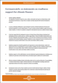 Cover_Germanwatch: 12 statements on readiness support for climate finance Cover_Germanwatch: 12 statements on readiness support for climate finance